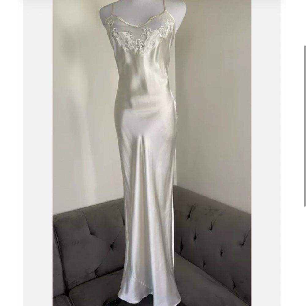 Vintage Y2K 100% Silk Beaded Dress Silk Slip Dress Vintage Beaded Dress Wedding - Picture 5 of 16
